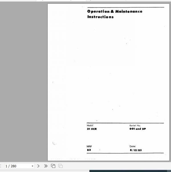 Raymond Forklift Reach 21 Operation Maintenance Parts Manual 2