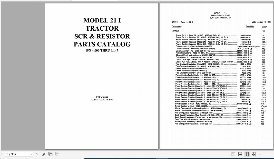Raymond Forklift Reach 21i Operation Maintenance Parts Manual 1