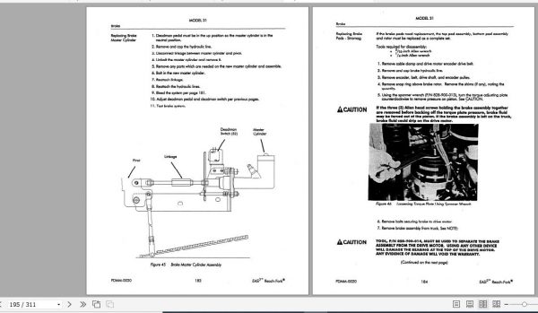 Raymond Forklift Reach 31 EASi2 Operation Maintenance Parts Manual 4