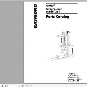 Raymond Gofer High level Order Pick 261 Schematic Maintenance Parts Manual 1