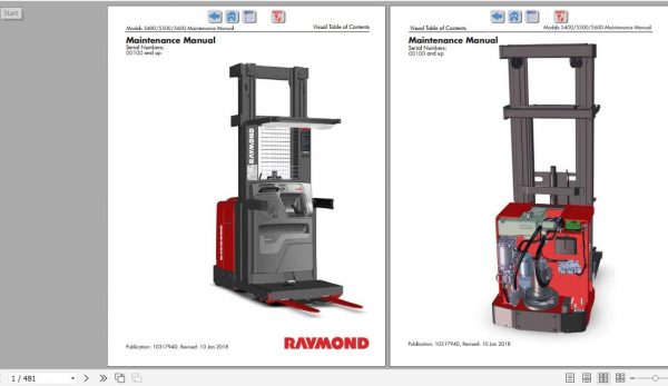 Raymond Order Pick Lift Truck 5400 5500 5600 Schematic Maintenance Parts Manual 2