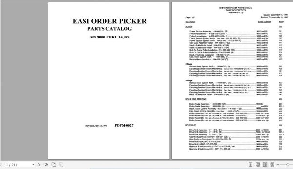 Raymond Order Pick Lift Truck EASi Schematic Maintenance Parts Manual 1