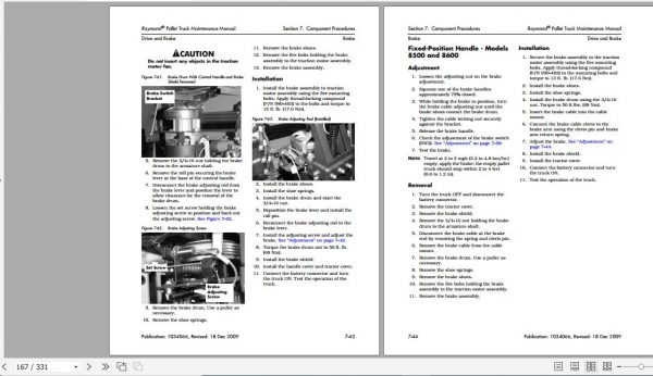 Raymond Pallet Truck 8300 8400 8500 8600 Schematic Maintenance Parts Manual 4