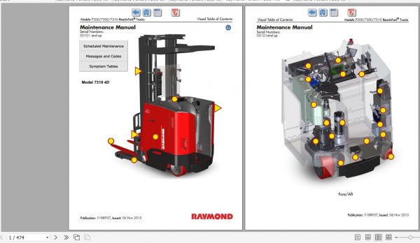 Raymond Reach Fork Truck 7200 7300 7310 Schematics Maintenance Parts Manual 2