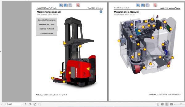 Raymond Reach Fork Truck 7730 Schematics Maintenance Parts Manual 2