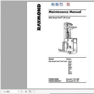 Raymond Reach Fork Truck EZ A ET A ES B ET B DS B DT B EF EZ B DZ B Schematics Maintenance Parts Manual 1
