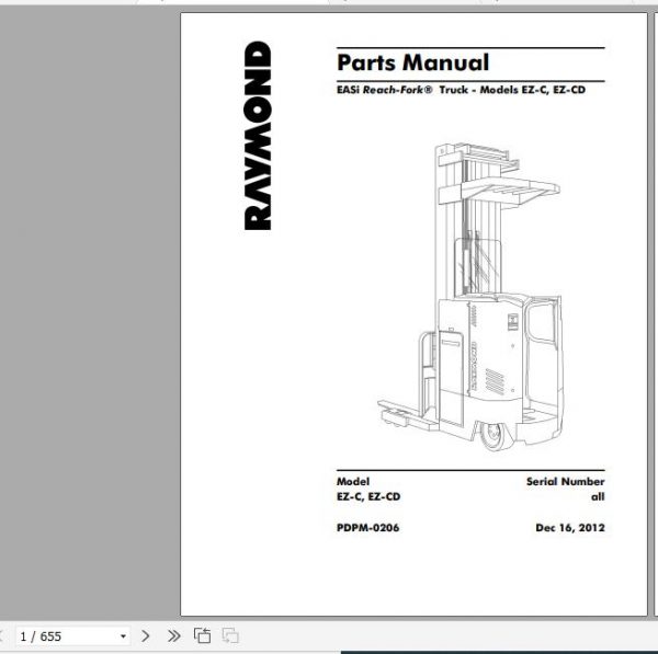 Raymond Reach Fork Truck EZ C EZ CD Schematics Maintenance Parts Manual 3