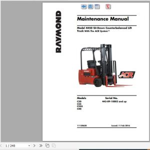 Raymond Sit down Counterbalanced Lift Truck 4450 Schematics Maintenance Parts Manual 1 1