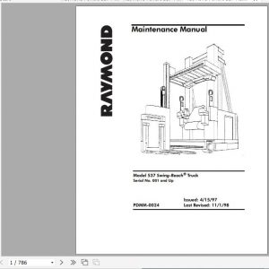Raymond Swing Reach Truck 537 Maintenance Parts Manual 1