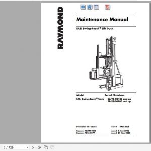Raymond Swing Reach Truck SA SB Schematics Maintenance Parts Manual 1