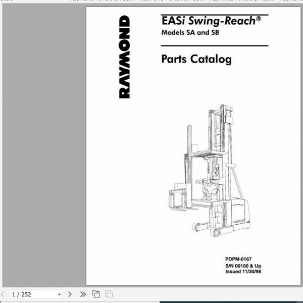 Raymond Swing Reach Truck SA SB Schematics Maintenance Parts Manual 2