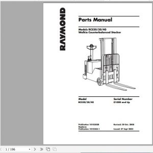 Raymond Walkie Counterbalanced Stacker RCS20 RCS30 RCS40 Schematics Maintenance Parts Manual 1