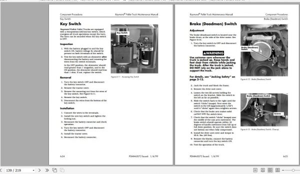 Raymond Walkie Pallet Truck 101 Schematic Maintenance Parts Manual 4