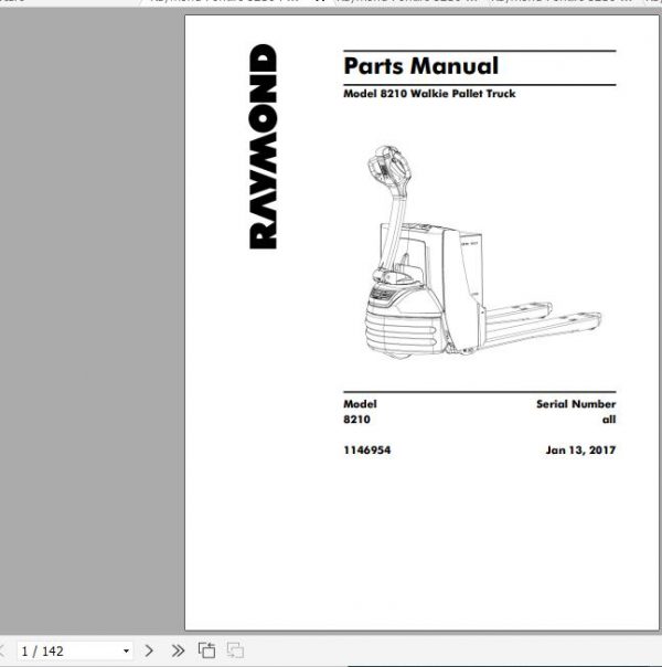 Raymond Walkie Pallet Truck 8210 Schematic Maintenance Parts Manual 1