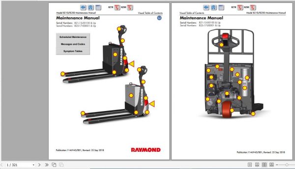 Raymond Walkie Pallet Truck 8250 Schematic Maintenance Parts Manual 1