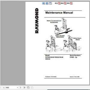 Raymond Walkie Reach RRS30 Schematics Maintenance Parts Manual 1