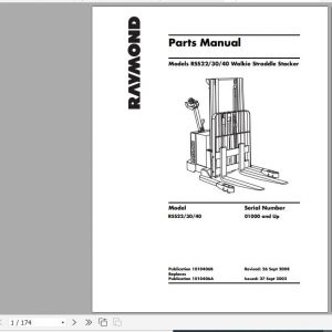 Raymond Walkie Straddle Stacker RSS22 RSS30 RSS40 Schematics Maintenance Parts Manual 1