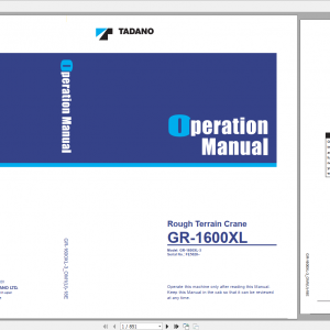 Tadano Rough Terrain Crane GR 1600XL 3 GR 1600 3 00102 Operation Maintance Manual 1