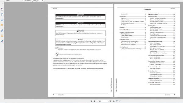 Tadano Rough Terrain Crane GR 1600XL 3 GR 1600 3 00102 Operation Maintance Manual 3