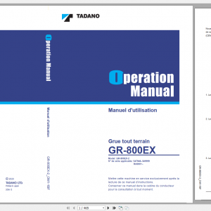 Tadano Rough Terrain Crane GR 800EX 2 GR 800E 2 00201 FR Operation Maintance Manual FR 1