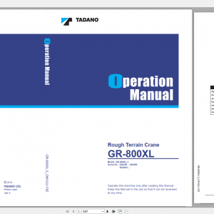 Tadano Rough Terrain Crane GR 800XL 3 GR 800 3 00311 Operation Maintance Manual 1