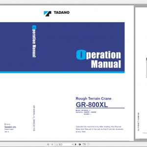 Tadano Rough Terrain Crane GR 800XL 3 GR 800 3 00312 Operation Maintance Manual 1