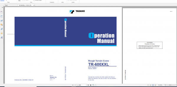 Tadano Rough Terrain Crane TR 600XXL 4 GR 600 1 00103 Operation Maintance Manual 1