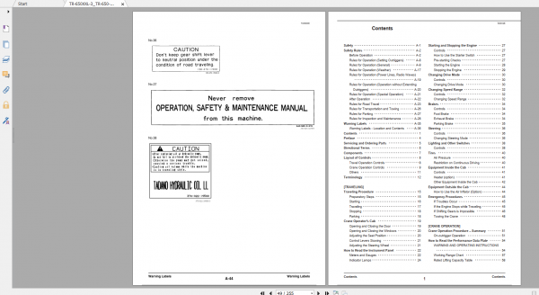 Tadano Rough Terrain Crane TR 650XXL 3 TR 650 3 00101 Operation Maintance Manual 2