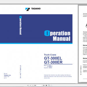 Tadano Truck Crane GT 300ER 3 GT 300E 3 00801 Operation Maintance Manual 1