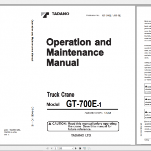 Tadano Truck Crane GT 700E 1 GT 700E 1 90102 Operation Maintance Manual 1