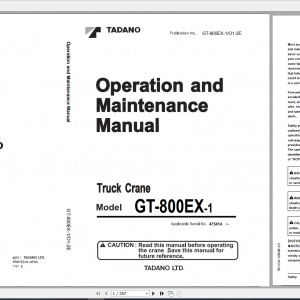 Tadano Truck Crane GT 800EX 1 GT 800E 1 90102 Operation Maintance Manual 1