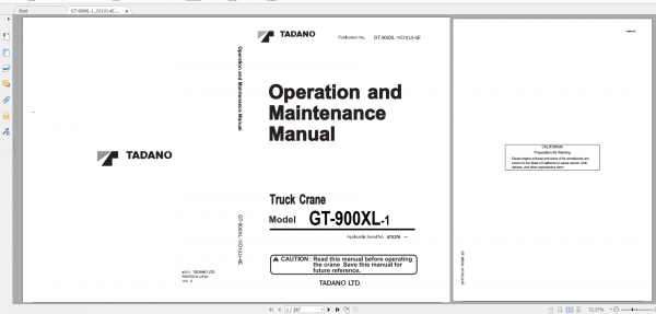 Tadano Truck Crane GT 900XL 1 GT 900 1 90102 Operation Maintance Manual 1