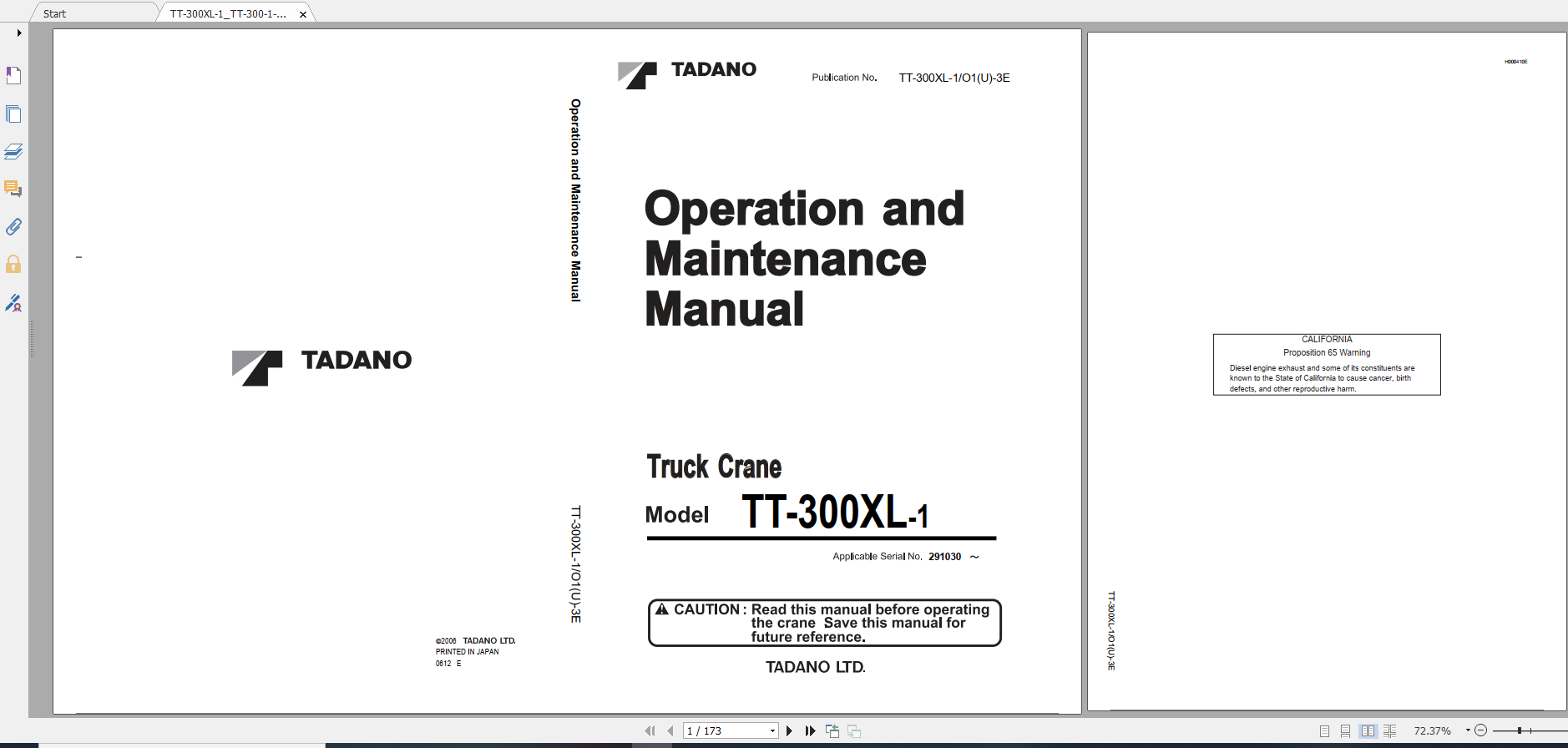 Tadano Truck Crane TT 300XL 1 TT 300 1 90101 Operation Maintance Manual 1