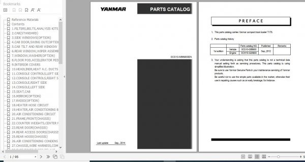 Yanmar Compact Track Loader T175 Parts Catalog 0CS10 M56900EN 1
