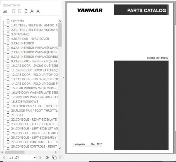 Yanmar Compact Track Loader T210 Parts Catalog 0CK50 M01410EN 1