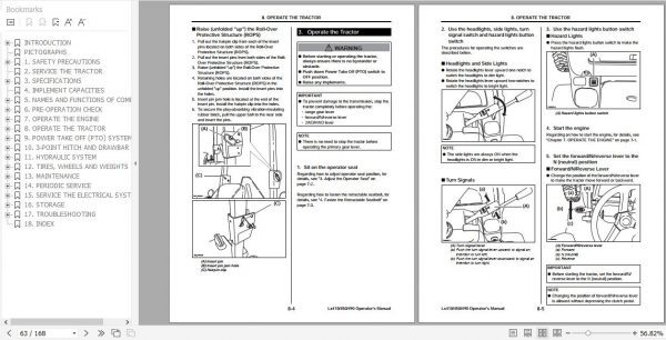 Yanmar Compact Tractor Lx410 Lx450 Lx490 Operators Manual 0A042 U00400 3