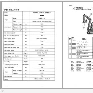 Yanmar Crawler Backhoe B08 Parts Catalog EN JP Y00K2693 1