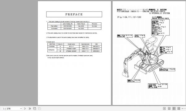 Yanmar Crawler Backhoe B1U 1 Parts Catalog Y00K3651 1