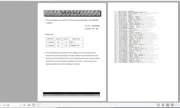 Yanmar Crawler Backhoe B25V 1 Ammann Parts Catalog Y00S3680 1