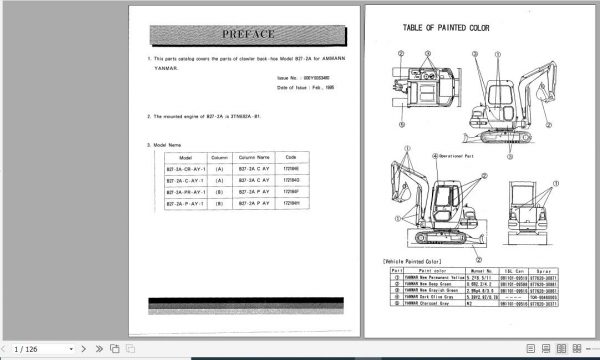 Yanmar Crawler Backhoe B27 2A Ammann Parts Catalog 1