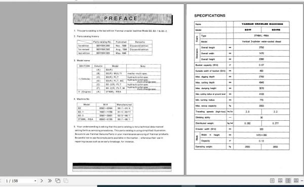 Yanmar Crawler Backhoe B3 B3 1 B3 2 Parts Catalog 00K2363 1