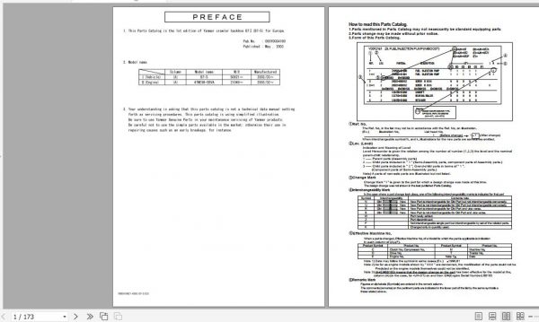 Yanmar Crawler Backhoe B7 5 Europa Parts Catalog Y00S4190 1