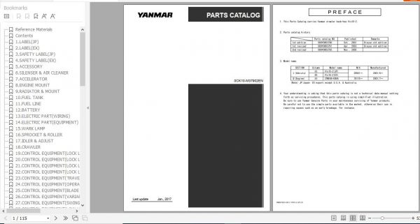 Yanmar Crawler Backhoe VIO15 2 Parts Catalog 0CK10 M37902EN 1
