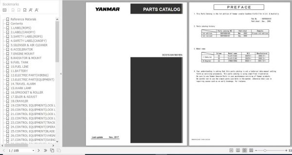 Yanmar Crawler Backhoe VIO15 2 Parts Catalog 0CS10 M41801EN 1