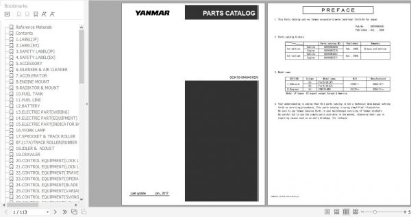 Yanmar Crawler Backhoe VIO15 2A Parts Catalog 0CK10 M40401EN 1