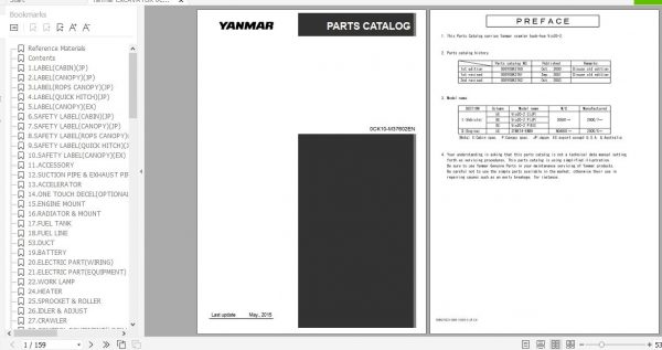 Yanmar Crawler Backhoe VIO20 2 Parts Catalog 0CK10 M37602EN 1