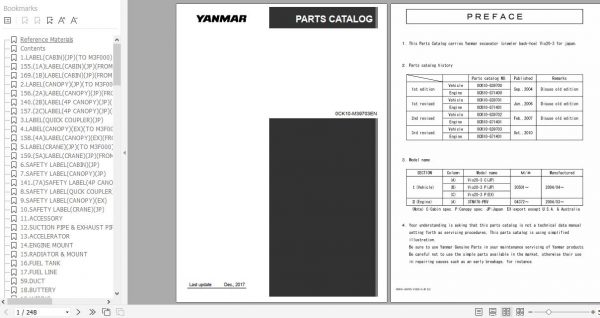 Yanmar Crawler Backhoe VIO20 3 Parts Catalog 0CK10 M39703EN 1