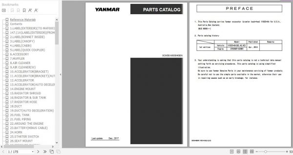 Yanmar Crawler Backhoe VIO25 6A Parts Catalog 0CK50 M00040EN 1