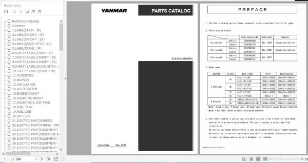 Yanmar Crawler Backhoe VIO27 3 Parts Catalog 0CK10 M39802EN 1