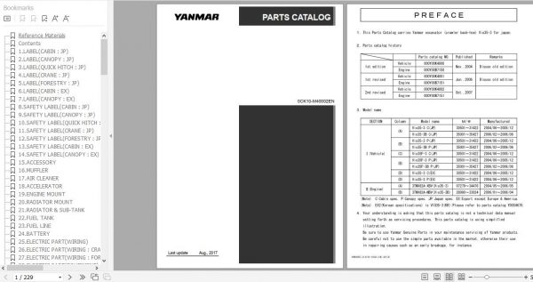 Yanmar Crawler Backhoe VIO35 3 Parts Catalog 0CK10 M40002EN 1